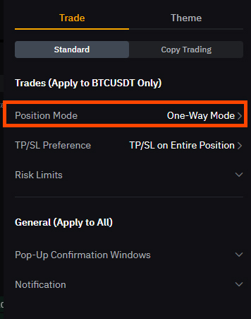 Position mode One way mode