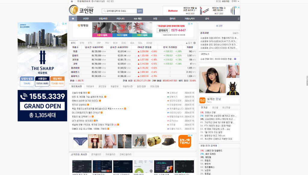 코인 커뮤니티 순위 1위 코인판