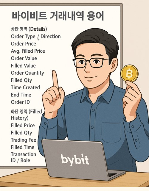 노트북 앞에서 바이비트 거래내역 용어를 공부하며 투자 전략을 세우는 암호화폐 투자자의 디지털 일러스트